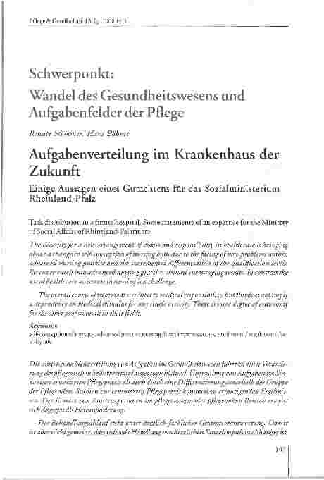 Vorschauseite 1: Schwerpunkt: Wandel des Gesundheitswesens und Aufgabenfelder der Pflege