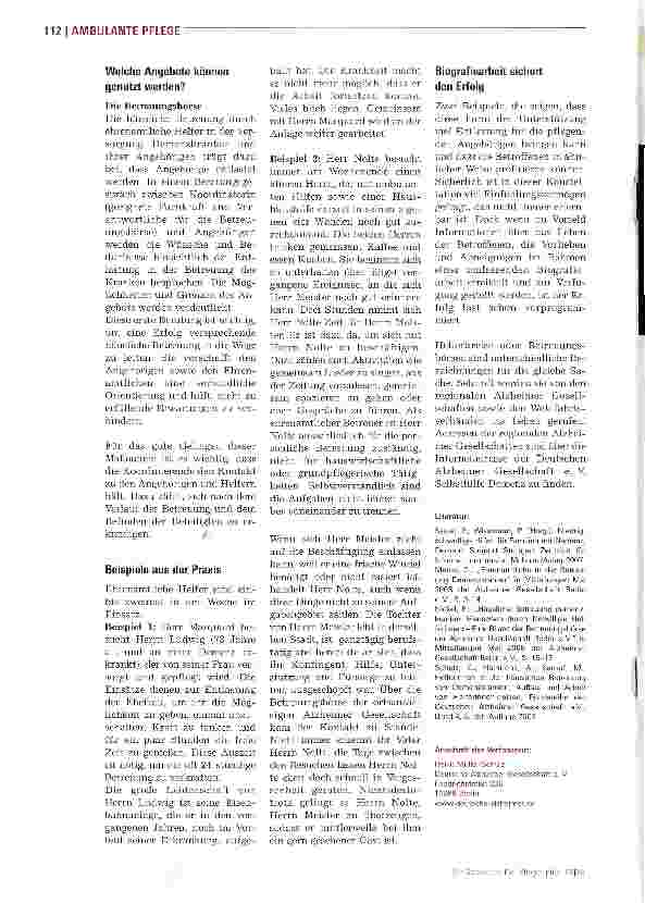 Vorschauseite 3: Niedrigschwellige Angebote entlasten Angehörige