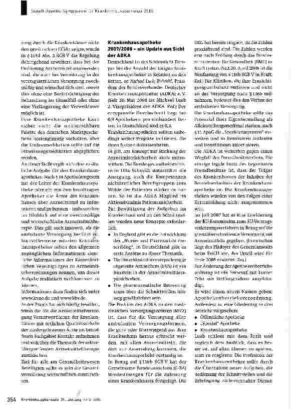 Vorschauseite 3: Krankenhaus und Krankenhausapotheke 2007 - ein Update Bericht vom 9. Sanofi-Aventis-Symposium für Krankenhausapotheker, Berlin, 10. November 2007