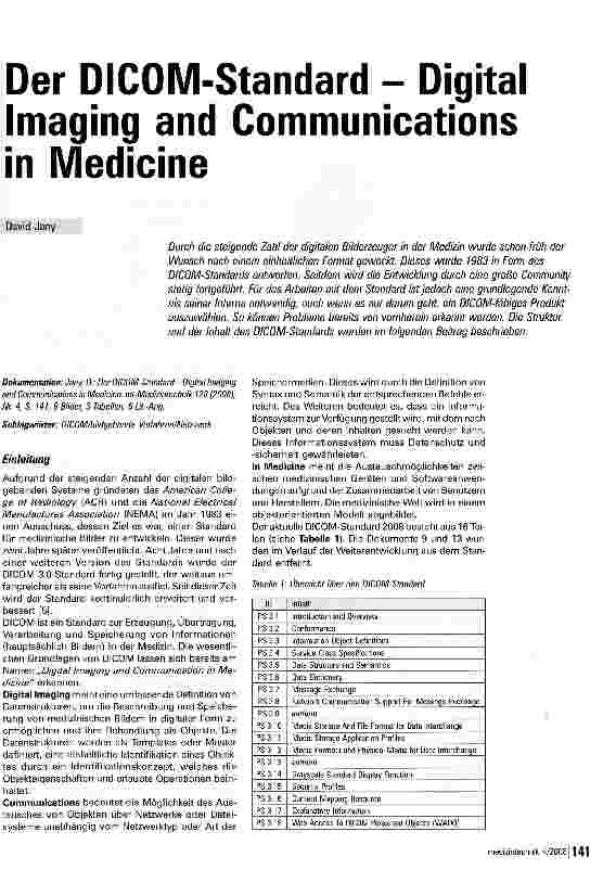 Vorschauseite 1: Der DICOM-Standard - Digital Imaging and Communications in Medicine
