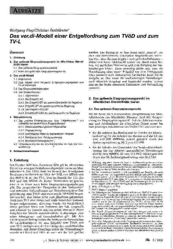 Vorschauseite 1: Das ver. di-Modell einer Entgeltordnung zum TVöD und zum TV-L