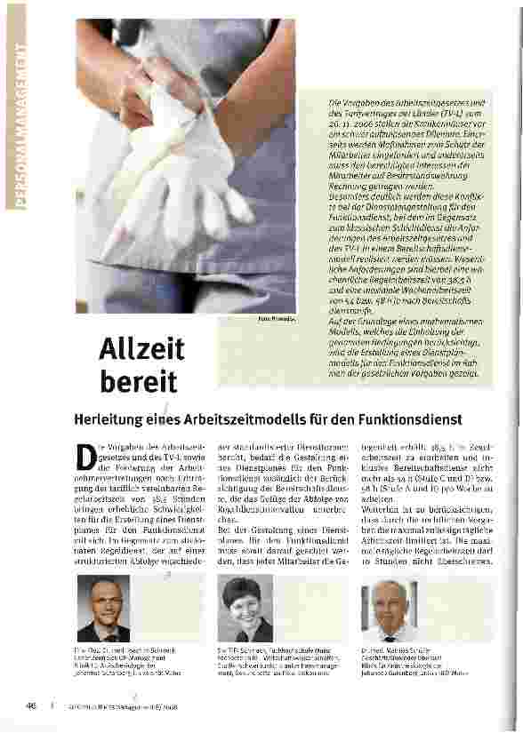 Vorschauseite 1: Allzeit bereitHerleitung eines Arbeitszeitmodells für den Funktionsdienst