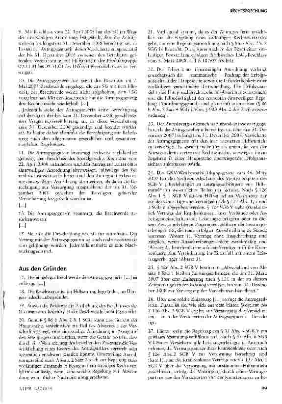 Vorschauseite 2: Übergangsweise Hilfsmittelversorgung durch Leistungserbringer trotz Versorgungsvertrag zwischen Krankenkasse und anderem Leistungserbringer