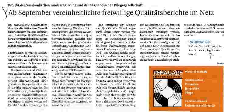 Vorschauseite 1: Ab September vereinheitlichte freiwillige Qualitätsberichte im Netz