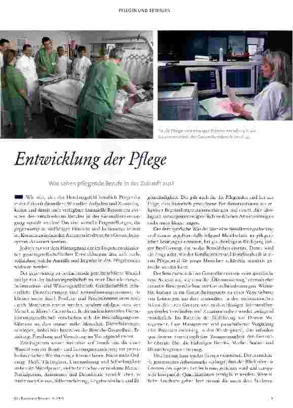 Vorschauseite 1: Entwicklung der PflegeWie sehen pflegende Berufe in der Zukunft aus?