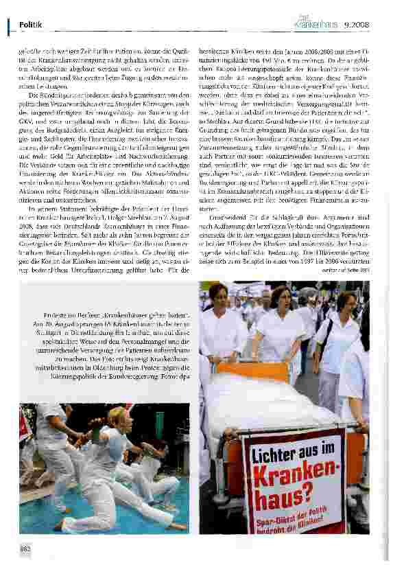 Vorschauseite 4: Der Streit um die künftige Finanzierung der Krankenhäuser spitzt sich zu.