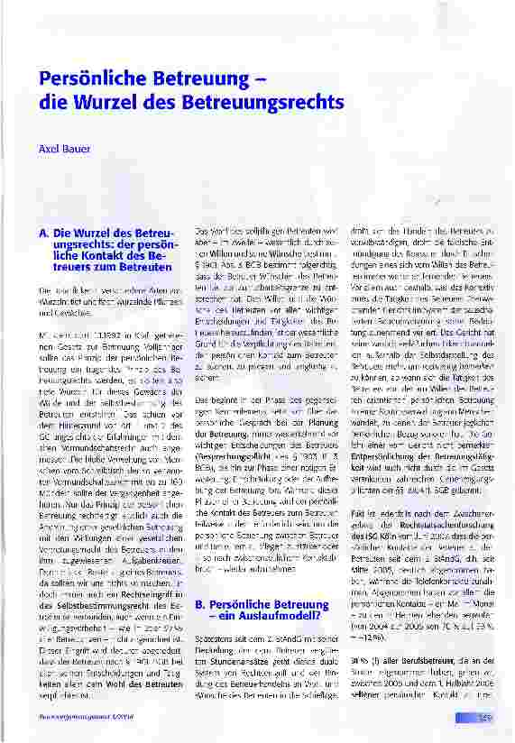 Vorschauseite 1: Persönliche Betreuung -die Wurzel des Betreuungsrechts