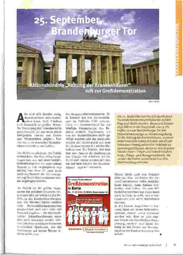 Vorschauseite 1: 25. September, Brandenburger Tor