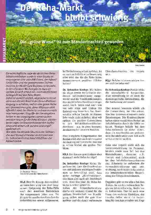 Vorschauseite 1: Der Reha-Markt bleibt schwer
