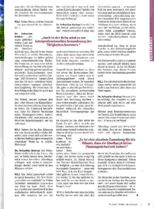 Vorschauseite 2: Der Reha-Markt bleibt schwer