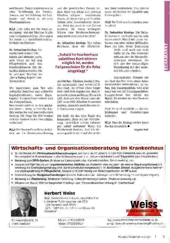 Vorschauseite 4: Der Reha-Markt bleibt schwer