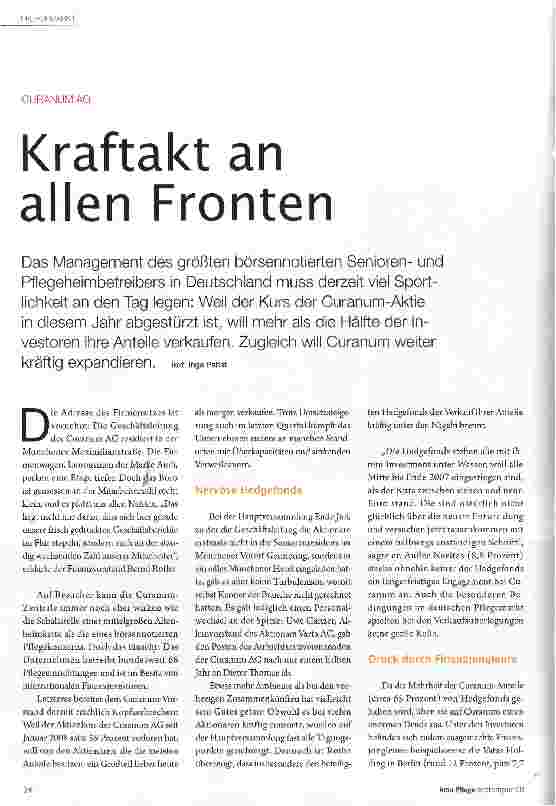 Vorschauseite 1: Kraftakt an allen Fronten