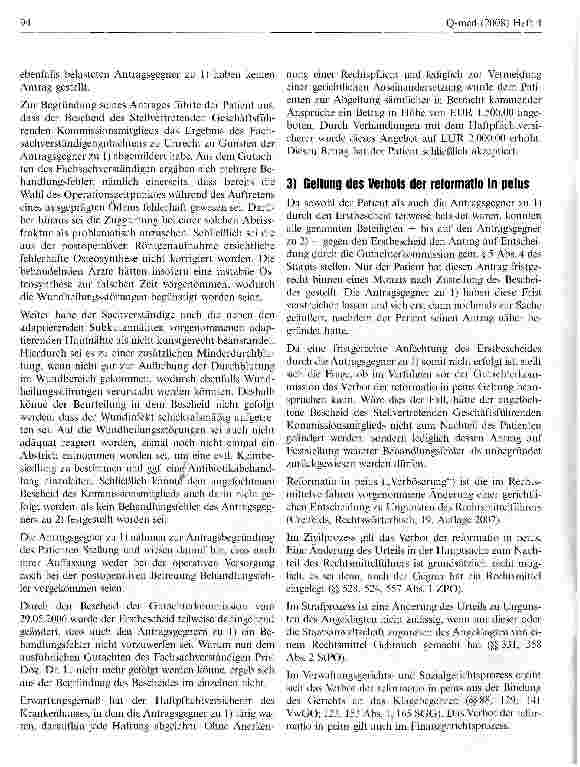 Vorschauseite 3: Verfahren vor der Gutachterkommission für ärztliche Behandlungsfehler und Verbot der reformatio in peius
