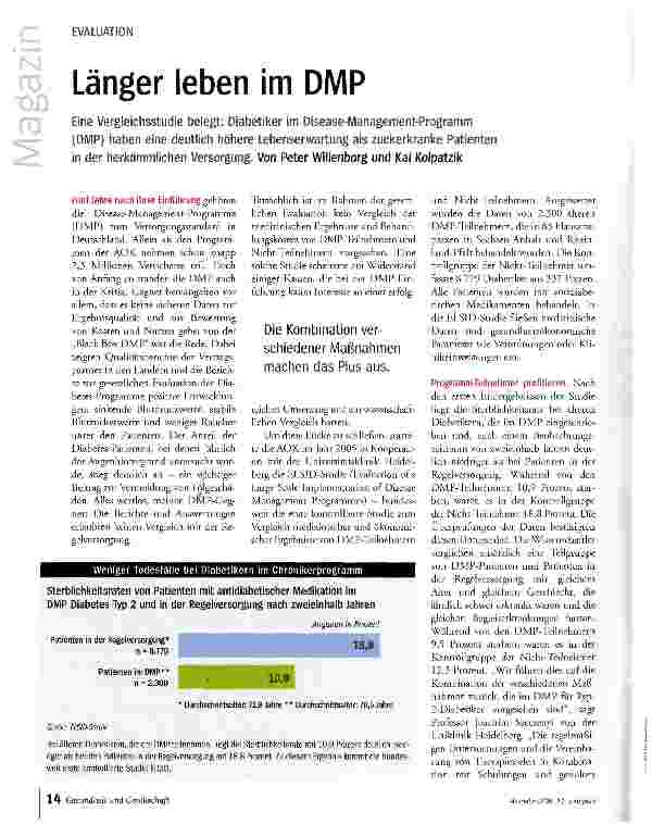 Vorschauseite 1: EVALUATION Länger leben im DMP