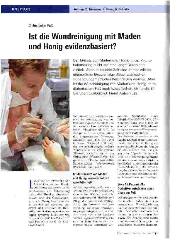 Vorschauseite 1: Diabetischer FußIst die Wundreinigung mit Maden und Honig evidenzbasiert?