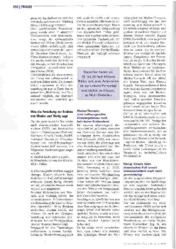 Vorschauseite 3: Diabetischer FußIst die Wundreinigung mit Maden und Honig evidenzbasiert?