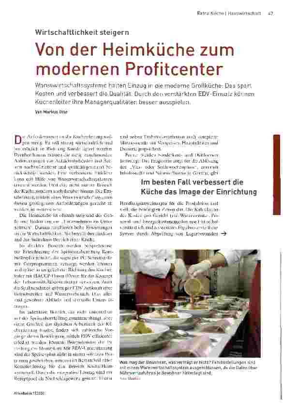 Vorschauseite 1: Wirtschaftlichkeit steigernVon der Heimküche zum modernen Profitcenter