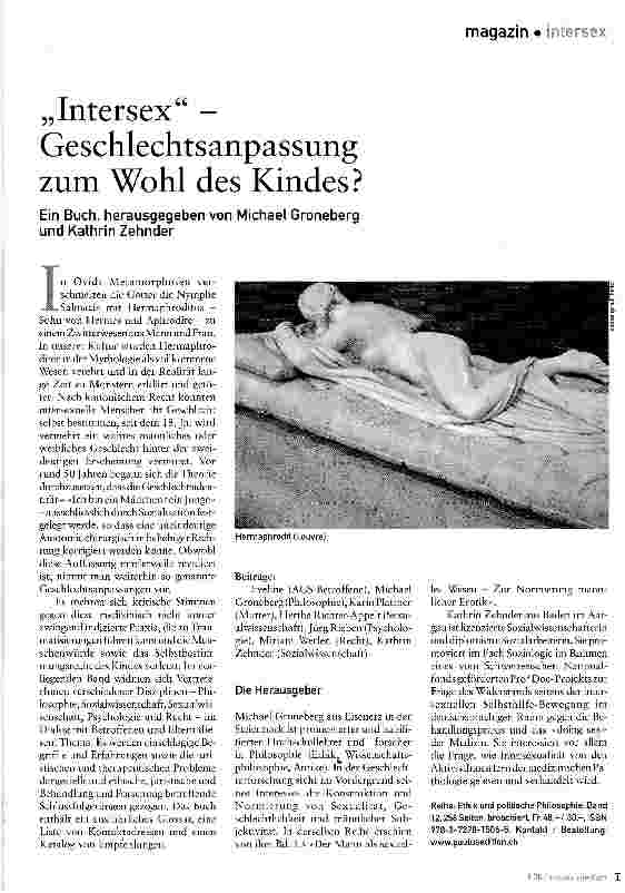 Vorschauseite 1: „Intersex -Geschlechtsanpassung zum Wohl des Kindes?