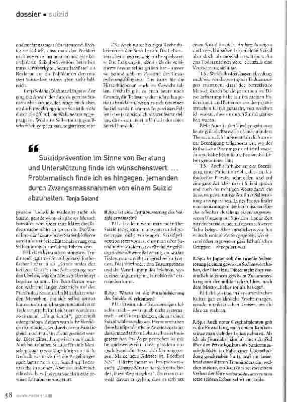 Vorschauseite 2: Suizid - zwischen Freiheit und ZwangEin Gespräch über Selbstbestimmung und Prävention
