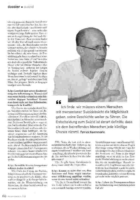 Vorschauseite 4: Suizid - zwischen Freiheit und ZwangEin Gespräch über Selbstbestimmung und Prävention