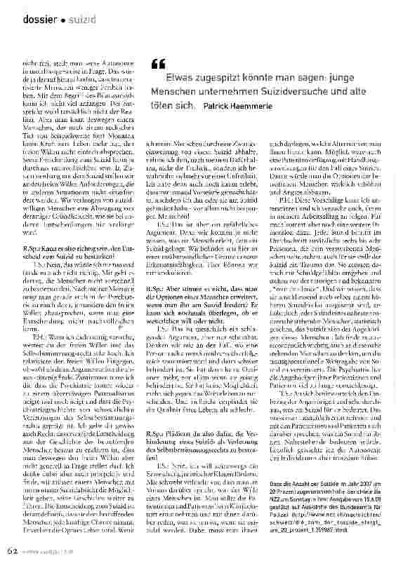 Vorschauseite 6: Suizid - zwischen Freiheit und ZwangEin Gespräch über Selbstbestimmung und Prävention
