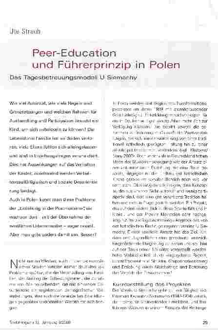 Vorschauseite 1: Peer-Education und Führerprinzip in PolenDas Tagesbetreuungsmodell U Siemachy