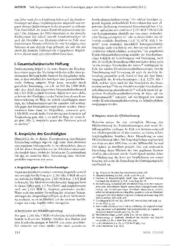 Vorschauseite 2: Regressansprüche des Krankenhausträgers gegen den Hersteller von Medizinprodukten (Teil I)