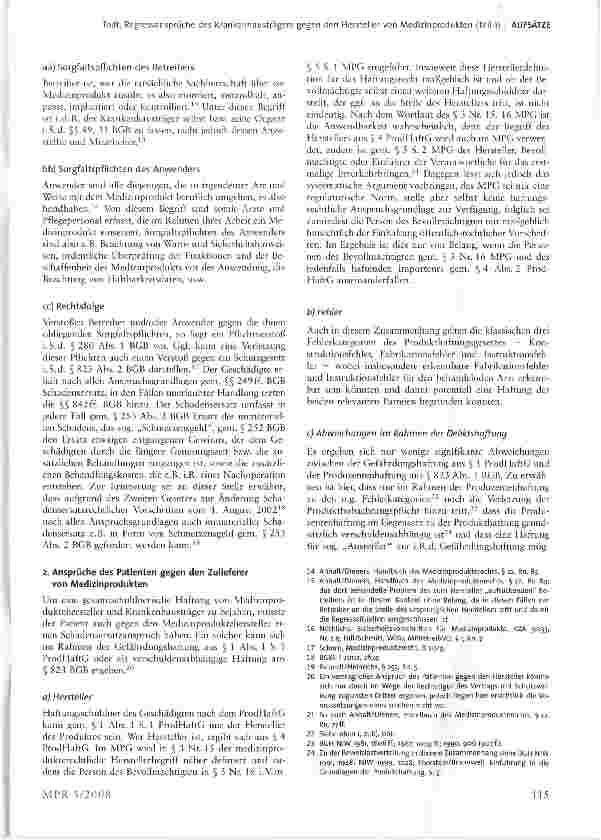 Vorschauseite 3: Regressansprüche des Krankenhausträgers gegen den Hersteller von Medizinprodukten (Teil I)