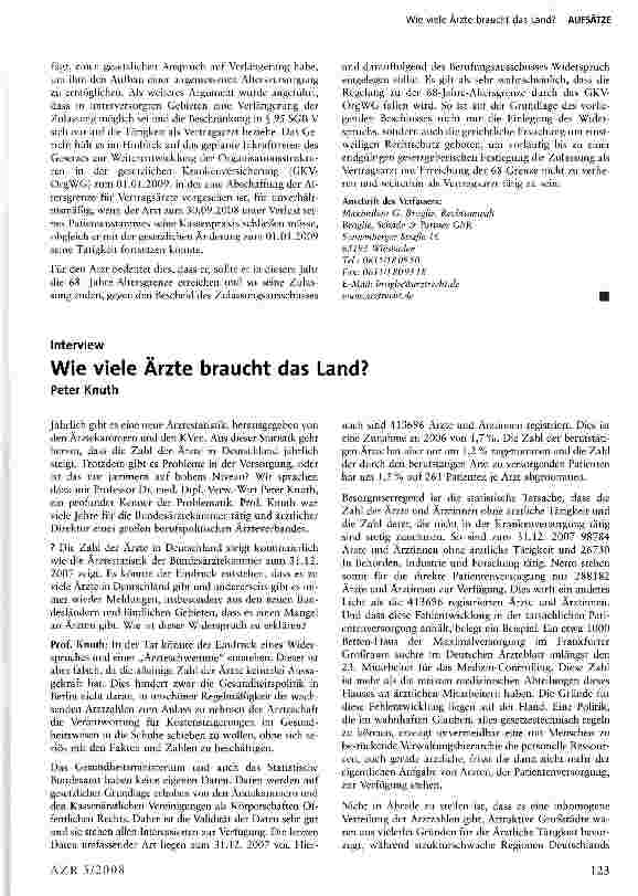 Vorschauseite 1: Wie viele Ärzte braucht das Land?