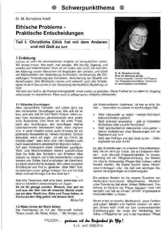 Vorschauseite 1: Ethische Probleme -Praktische Entscheidungen Teil I: Christliche Ethik hat mit dem Anderen und mit Gott zu tun