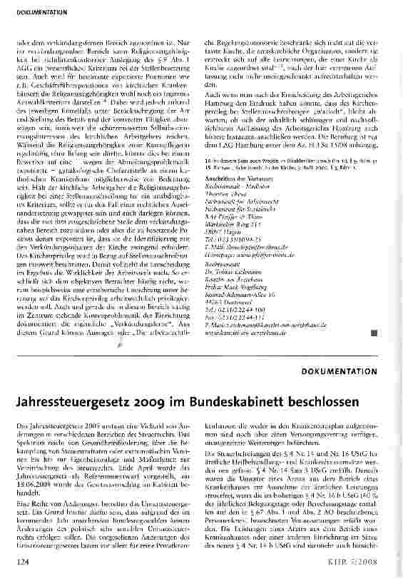 Vorschauseite 3: AGG und kirchliches Selbstbestimmungsrecht -wackelt das Kirchenprivileg bei Stellenausschreibungen?