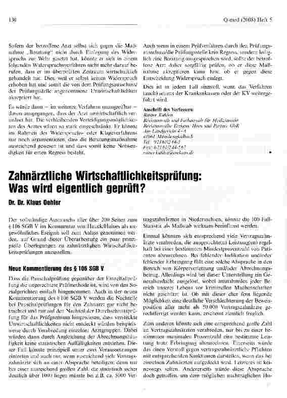 Vorschauseite 1: Zahnärztliche Wirtschaftlichkeitsprüfung Was wird eigentlich geprüft?