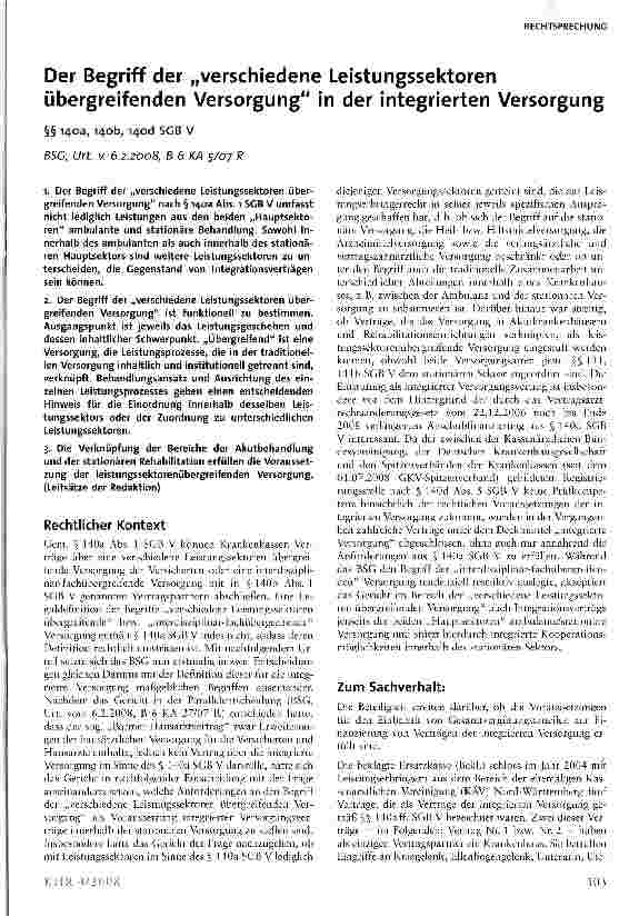 Vorschauseite 1: Der Begriff der verschiedenen Leistungssektoren übergreifender Versorgung in der integrierten Versorgung