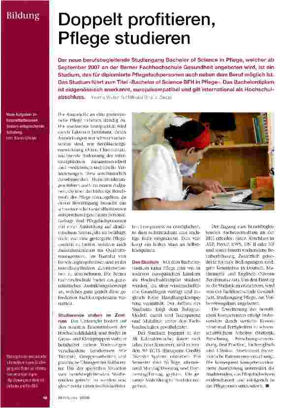 Vorschauseite 1: Doppelt profitieren, Pflege studieren