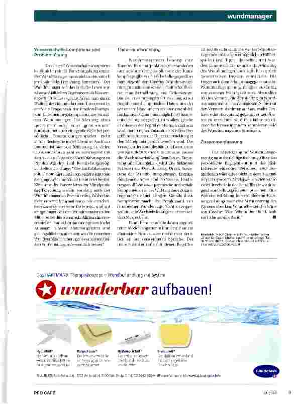 Vorschauseite 2: Entwicklungspotentiale im Wundmanagement Es bedarf einer Zusammenführung der zahlreichen Komponenten