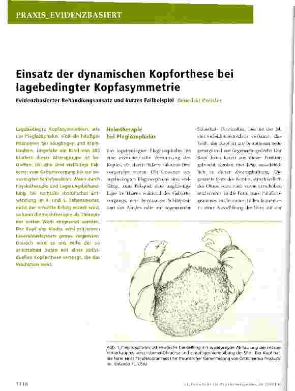 Vorschauseite 1: Einsatz der dynamischen Kopforthese bei lagebedingter KopfasymmetrieEvidenzbasierter Behandlungsansatz und kurzes Fallbeispiel