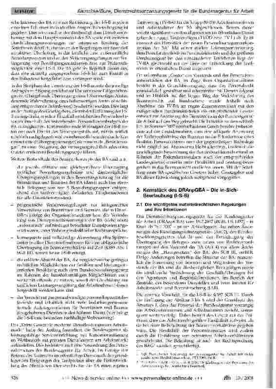 Vorschauseite 2: Dienstrechtsanpassungsgesetz für die Bundesagentur für Arbeit (DRAnpGBA)- neues Gesetz verändert die personalrechtliche Landschaft -