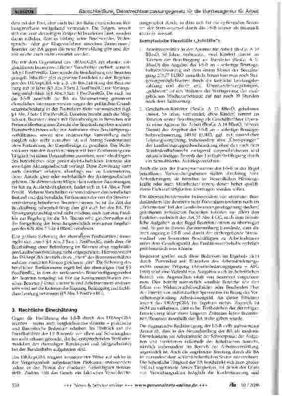 Vorschauseite 4: Dienstrechtsanpassungsgesetz für die Bundesagentur für Arbeit (DRAnpGBA)- neues Gesetz verändert die personalrechtliche Landschaft -