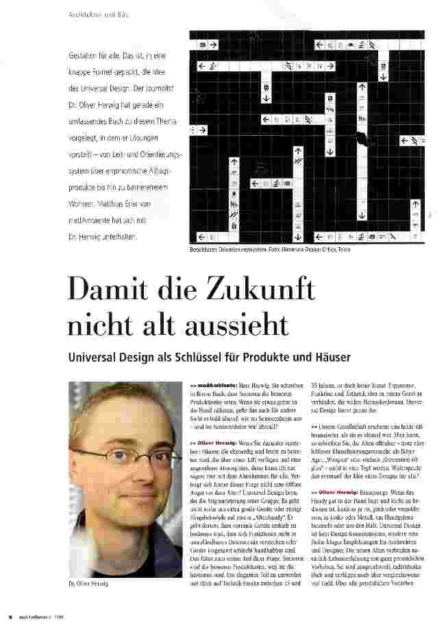 Vorschauseite 1: Damit die Zukunft nicht alt aussiehtUniversal Design als Schlüssel für Produkte und Häuser