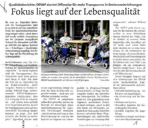 Vorschauseite 1: Fokus liegt auf der Lebensqualität