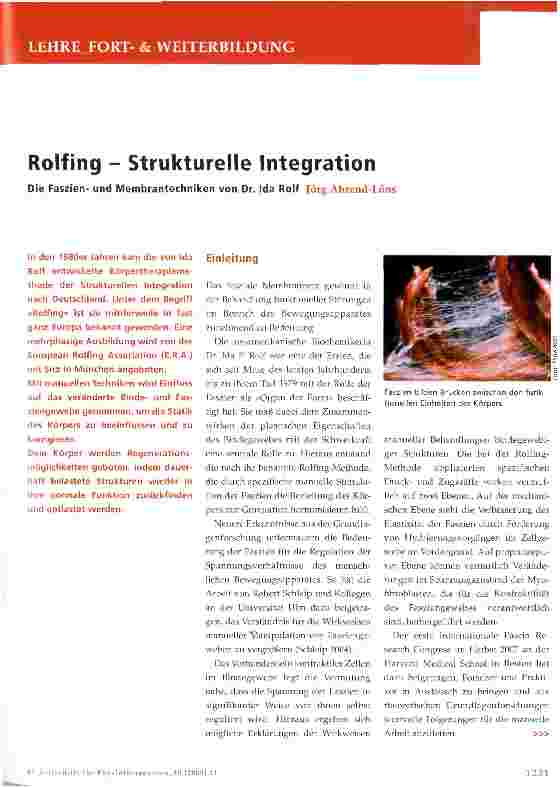 Vorschauseite 1: Rolfing - Strukturelle Integration