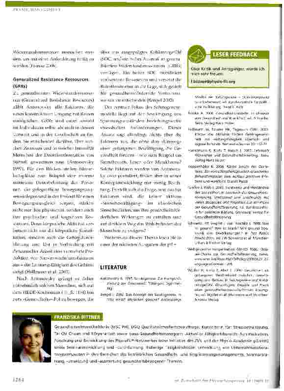 Vorschauseite 5: Perspektiven erweitern!Salutogene Gesundheitsförderung in der PhysiotherapieKrankheitszentrierung in der Physiotherapie und die Notwendigkeit einer Perspektivenerweiterung - Teil 1
