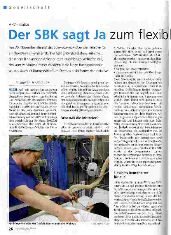 Vorschauseite 1: Der SBK sagt Ja zum flexiblen Rentenalter