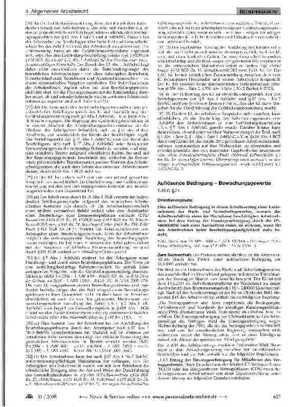 Vorschauseite 1: Auflösende Bedingung - Bewachungsgewerbe