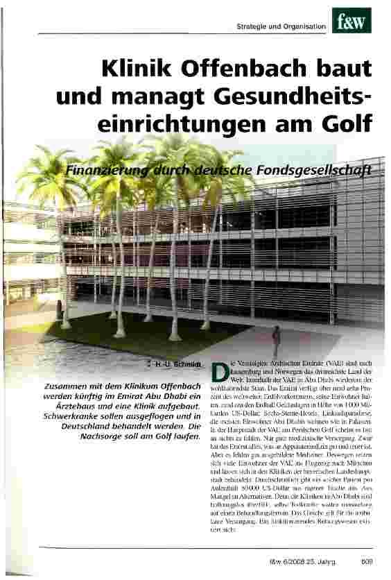 Vorschauseite 1: Klinik Offenbach baut und managt Gesundheitseinrichtungen am Golf