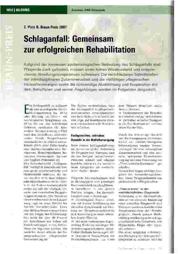 Vorschauseite 1: Schlaganfall: Gemeinsam zur erfolgreichen Rehabilitation