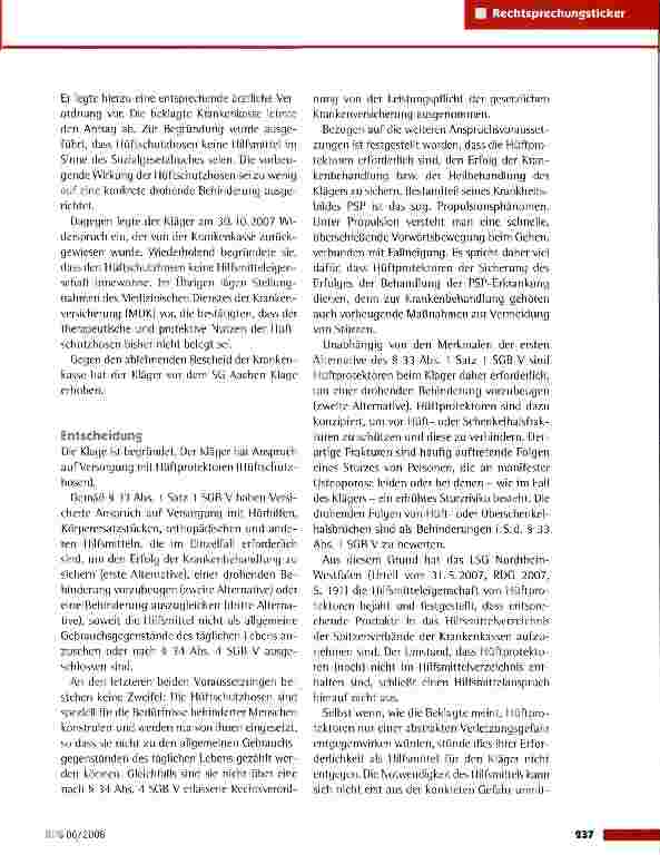 Vorschauseite 2: Anspruch auf Versorgung mit Hüftprotektoren