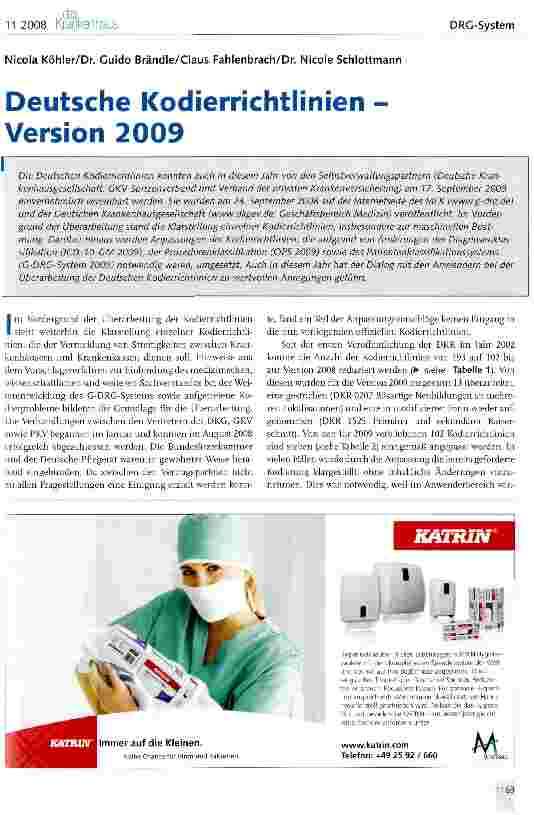 Vorschauseite 1: Deutsche Kodierrichtlinien -Version 2009