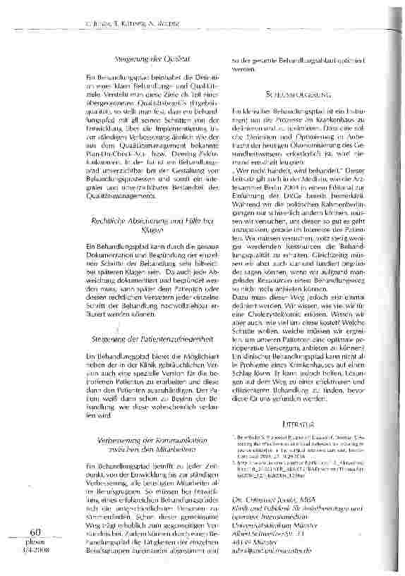 Vorschauseite 4: KLINISCHE BEHANDLUNGSPFADE -HEILSAME KUR ODER EINENGENDES KORSETT?
