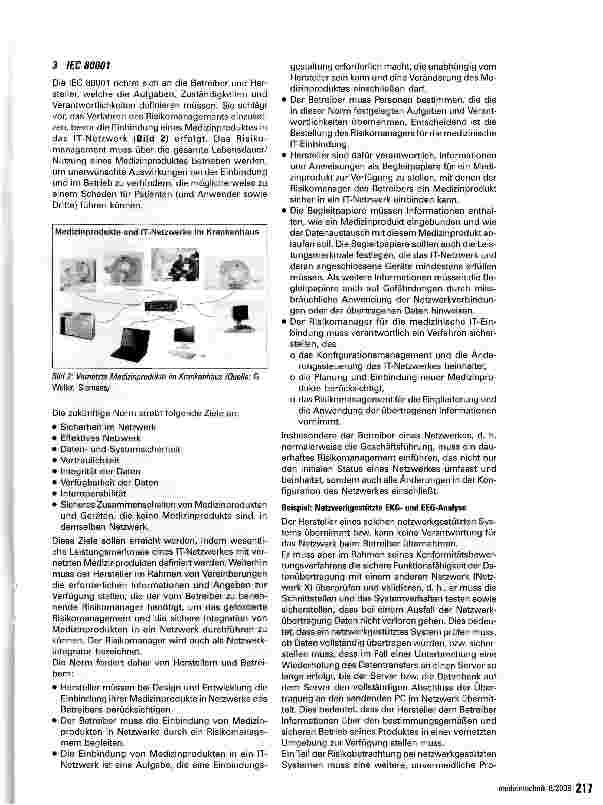 Vorschauseite 3: Die Bedeutung der zukünftigen IEC 80001 aus Sicht der Medizintechnik